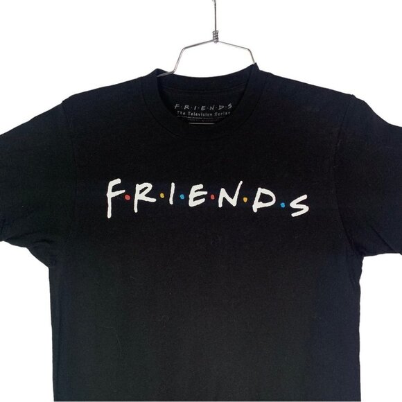 FRIENDS BLACK T SHIRT CASUAL  TOP 100% COTTON MADE IN MEXICO WOMEN SIZE SMALL - Picture 2 of 3